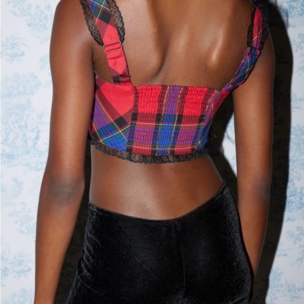 Kimchi Blue Perfectly Precious Plaid Bustier Top - Picture 2 of 7